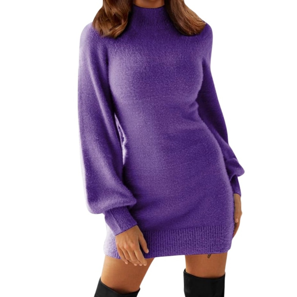 💜NWT! EXLURA! GORGEOUS SWEATER DRESS! SO TRENDY & COMFY! BODYCON! MOCK NECK! - Picture 2 of 16